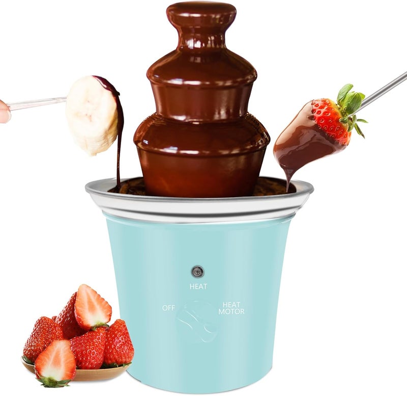 ZEVELOO MINI Chocolate Fountain Machine Small Electric Chocolate Fondue Fountain Machine for Party for Candy Butter Cheese (Green) - Image 1